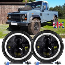 2PCS 7" inch Round LED Headlights Hi/Lo Beam For Jeep JK Land Rover 110 Pickup