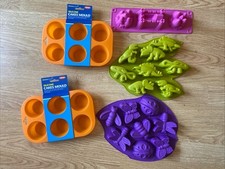 Job Lot X 5 UNUSED Baking/Craft Silicone Moulds-Dinosaurs-insects-Sandcastles