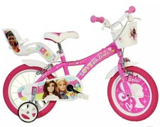 Girls Barbie 16" Bike Pink Bicycle Removable Stabiliser & Doll Carrier Age 5+