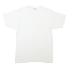 HANES Mens White Crew Neck Short Sleeve Classic Cotton Blend M T-Shirt Plain