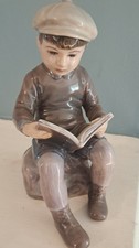 Vintage Dahl Jensen Little Boy Reading Porcelain Figurine Copenhagen 1096 vgc
