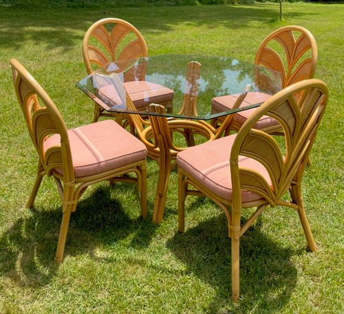 Vintage rattan dining - rattan, set