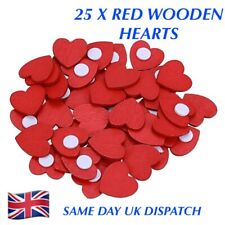 25 X 18MM WOODEN LOVE HEARTS SHABBY CHIC CRAFT SCRAPBOOK RED HEARTS STICKY PAD