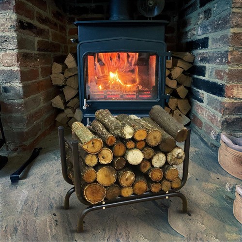 Curved log rack fire grate - fire,