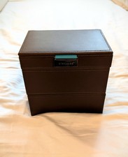Stackers Jewellery/ Watch Box (3 Layers) -Brown Leather/ teal