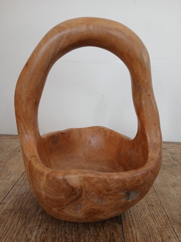 Hand carved wooden - carved, basket