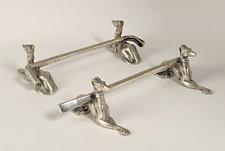 Antique Pair c1880s Silver Plated Greyhound Riding &Crop Bar Hunting Knife Rests
