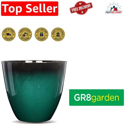 Durable green round planter - green,