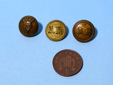 3 x Antique AH Initials & Y Under Crown Brass FOX Hunt Buttons 16mm #ESK
