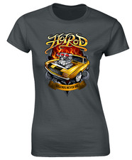 HOTROD LEGEND LADIES T SHIRT RACING CAR SPEEDWAY MUSCLE CAR RETRO CLASSIC TOP