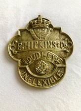 ANTIQUE ORIGINAL E. HIPKINS & Co DUDLEY INFLEXIBLE BRASS PLAQUE * SAFE PLAQUE