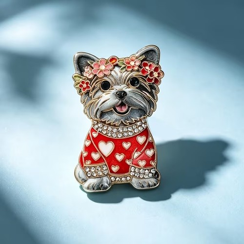 Yorkshire terrier dog brooch - yorkshire,