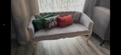 Grey velvet seater - grey, sofas
