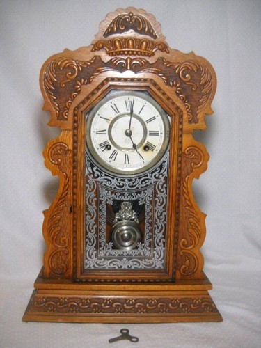Antique ansonia day carved - antique,
