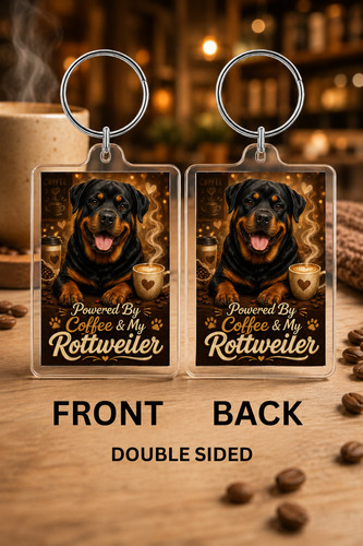 Rottweiler keyring coffee - keyring, dog