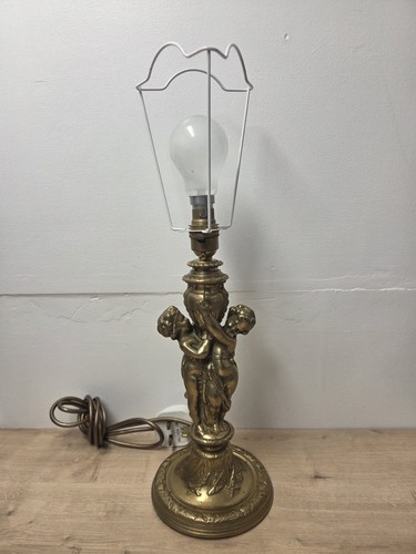 Vintage brass cherub - brass, lamp