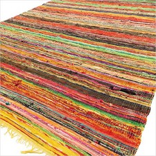 154 x 90cm Luxury Indian Rag Rug - Yellow Handmade