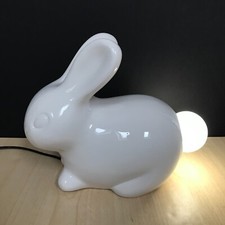 Bunny Rabbit Lamp White Porcelain with Light Up Tail by Suck UK 20cm Cute Decor