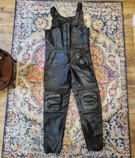 Men's Sportex Leather Salopettes Dungarees Trousers Size 38
