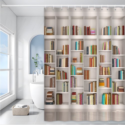 Bookshelf shower curtain - bookshelf,
