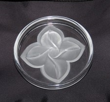 Set of 4 JG Durand glass coasters frosted glass petals 9.5cm x 1cm