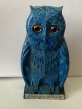 Bourjois Perfume Bottle Holder Bakelite Blue Owl with Glass Eyes 9cm Tall
