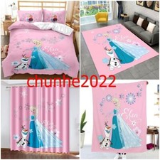 Frozen Elsa Princess Duvet Cover Bedding Set Carpet Rug Blanket   Curtain