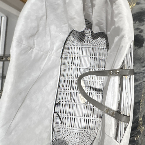 Grey wicker moses basket - basket, baby