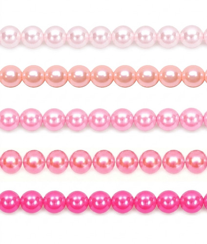 Pink glass pearl beads 6mm - pearl,
