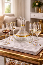 7pc glass wine - glass, gold