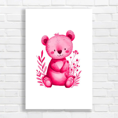 Adorable woodland bear pink - woodland,