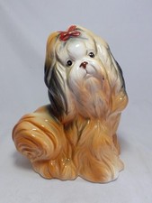 *SHIH TZU* vintage  Cute Dog Ornament Figurine Red Bow 