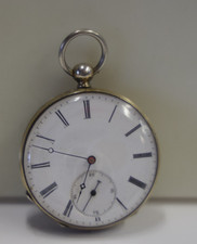 Vintage Swiss Cylindre Silver Key Wind Pocket Watch 42mm (Runs)