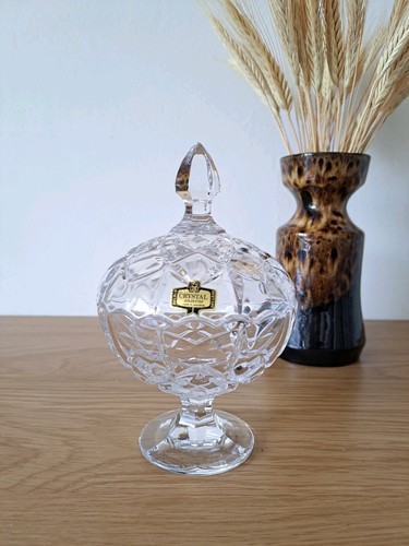 Crystal cut glass bonbon jar - crystal,