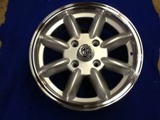 MG MIDGET NEW SET OF FOUR  5 X 13   SILVER  ALLOY WHEELS WITH POLISHED RIMS