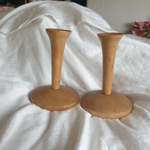Wooden mcm candlesticks - wooden,