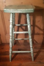 Painted Wooden Kitchen Breakfast Bar Stool Rustic Style - Solid & Sturdy