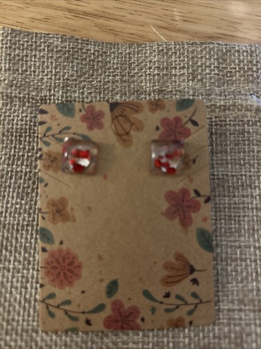 Small square red glitter - small,