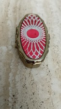 Harrods London Red Enamel Gold Plated Pill Box Elegant Design Vintage