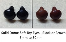 Solid Teddy Bear Eyes Safety Backs - Dome Making Soft Toy Doll Craft Plastic