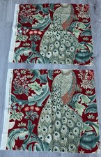 Forest by Morris & Co - 2 Fabric Remnants Partial Peacocks