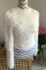 Zara White Fluffy Jumper, Size