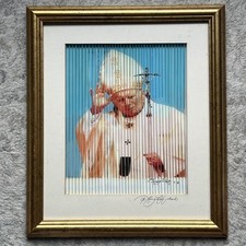 Catholic Art Lenticular Picture Pope John Paul II 3D Origami OOAK Signed