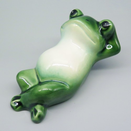 Vintage ceramic frog lying - ceramic,