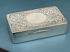 Very Good Antique Solid Silver Snuff Box, Birmingham 1901