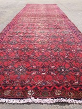 Distressed Vintage Traditional Handmade Persian Wool Multicolor Rug 285x88cm