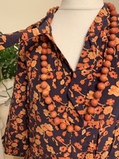 Beautiful Toast Retro Look Scattered Flowers Drapey Dress + Pockets 14 16