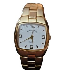 MENS EVE MON CROIS QUARTZ GOLD-TONED WATCH EA90056D. NEW BATTERY FITTED 