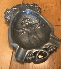Vintage Art Nouveau Cast Metal Ash or Trinket Tray Maiden Figure CD18