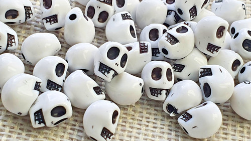 Skull beads white - skull, 10mm